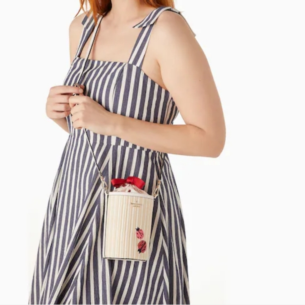 Kate Spade Dottie Embroidered Ladybug Straw Cylinder Crossbody 🐞 - Picture 9 of 9